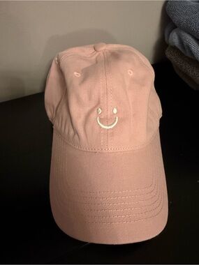 Pink Smiley Embroidered Baseball Cap